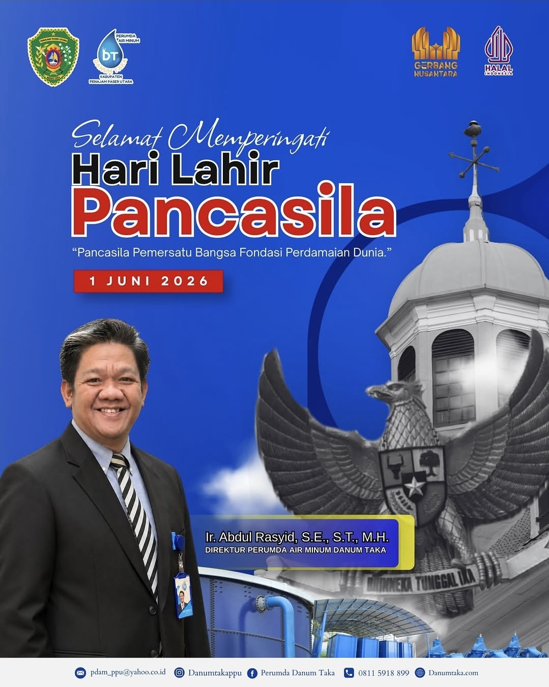 Direktur Perumda Air Minum Danum Taka Ucapkan Selamat Hari Lahir Pancasila 2026